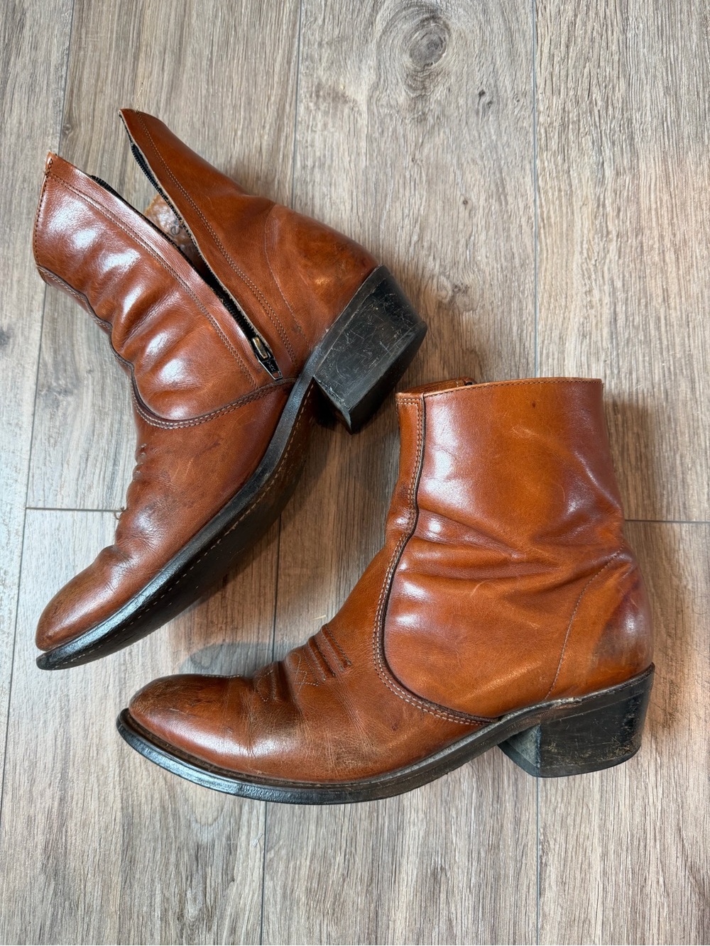 Vintage Wrangler ankle zip western cowboy boots 8.5D
